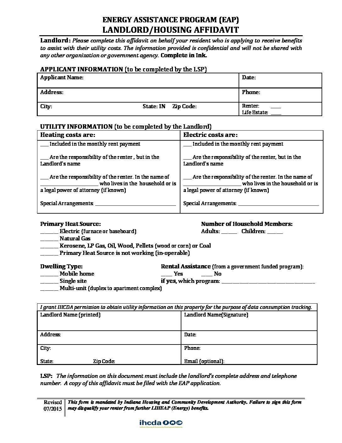 Appendix D – Landlord Affidavit | Community Action of Greater Indianapolis